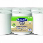 Ręcznik papierowy w roli centralnego dozowania midi BulkySoft Comfort De-inked 2 warstwy, kolor biały, celuloza z recyklingu, długość 108m, 6 rolek/op.