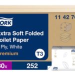 Papier toaletowy Tork Premium w składce , 2 warstwy, kolor biały, celuloza, 7560 szt./op. system T3