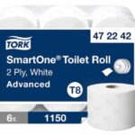 Papier toaletowy Tork SmartOne midi jumbo, 2 warstwy, kolor biały, makulatura, 207 m, 6 rolek/op, system T8